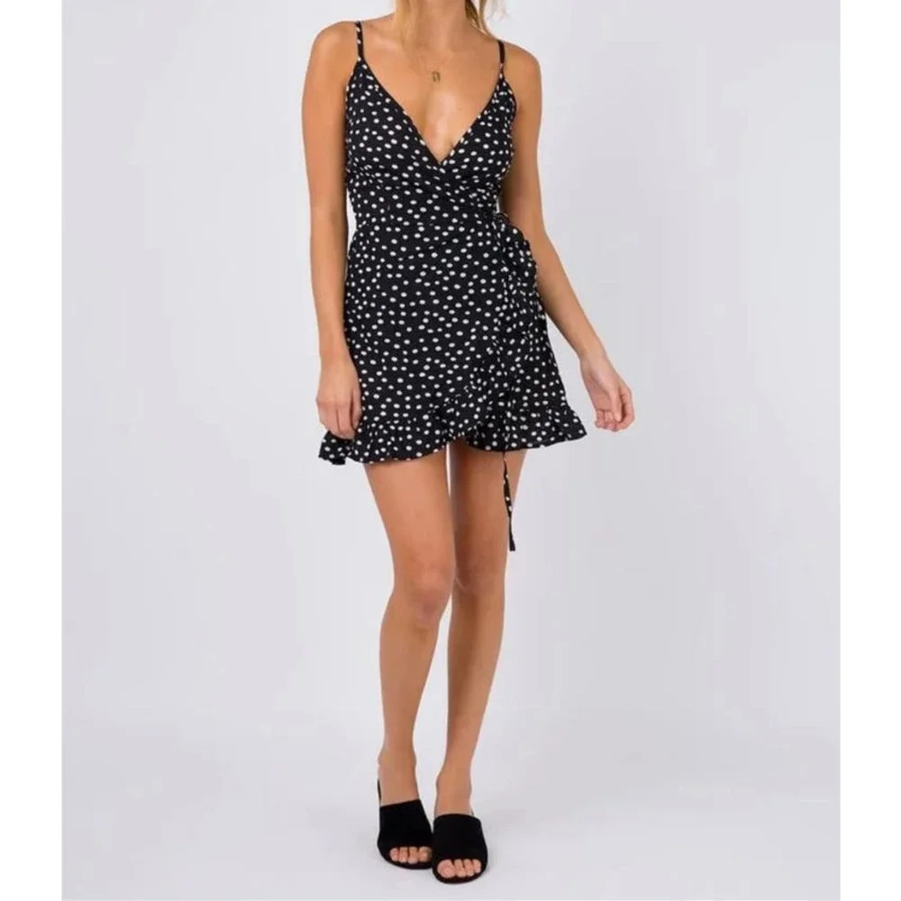 Princess Polly Her Jewel Black & White Polka Dot Mini Dress Size‎ 8